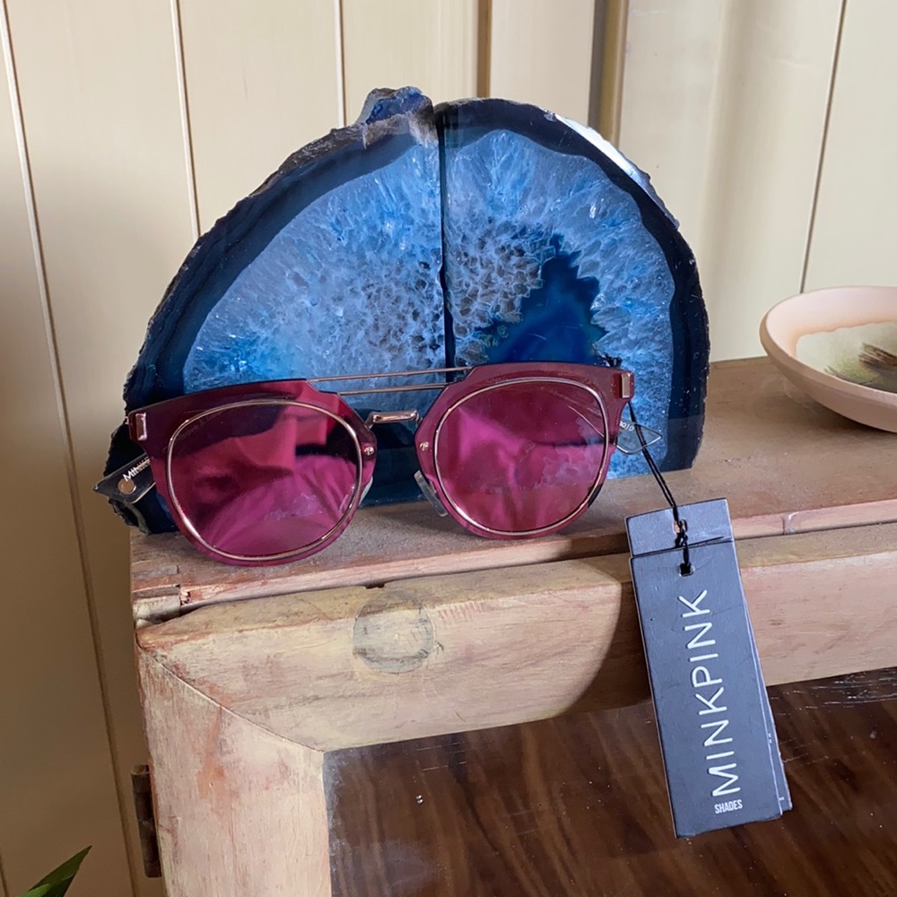 MINKPINK pink reflective sunglasses.